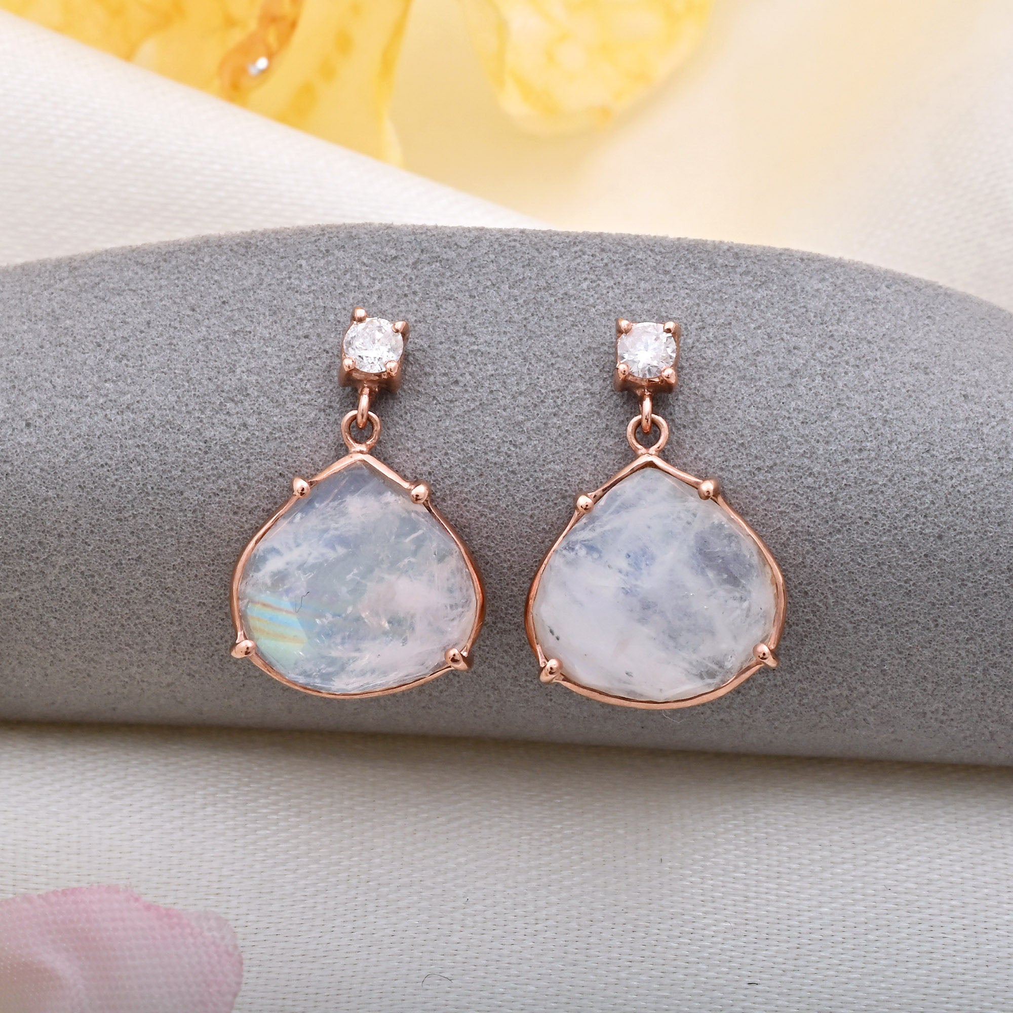 Rose Quartz Dangle Earrings, 14K gold filled, natural stone, spiritual –  GivingEarth Minerals